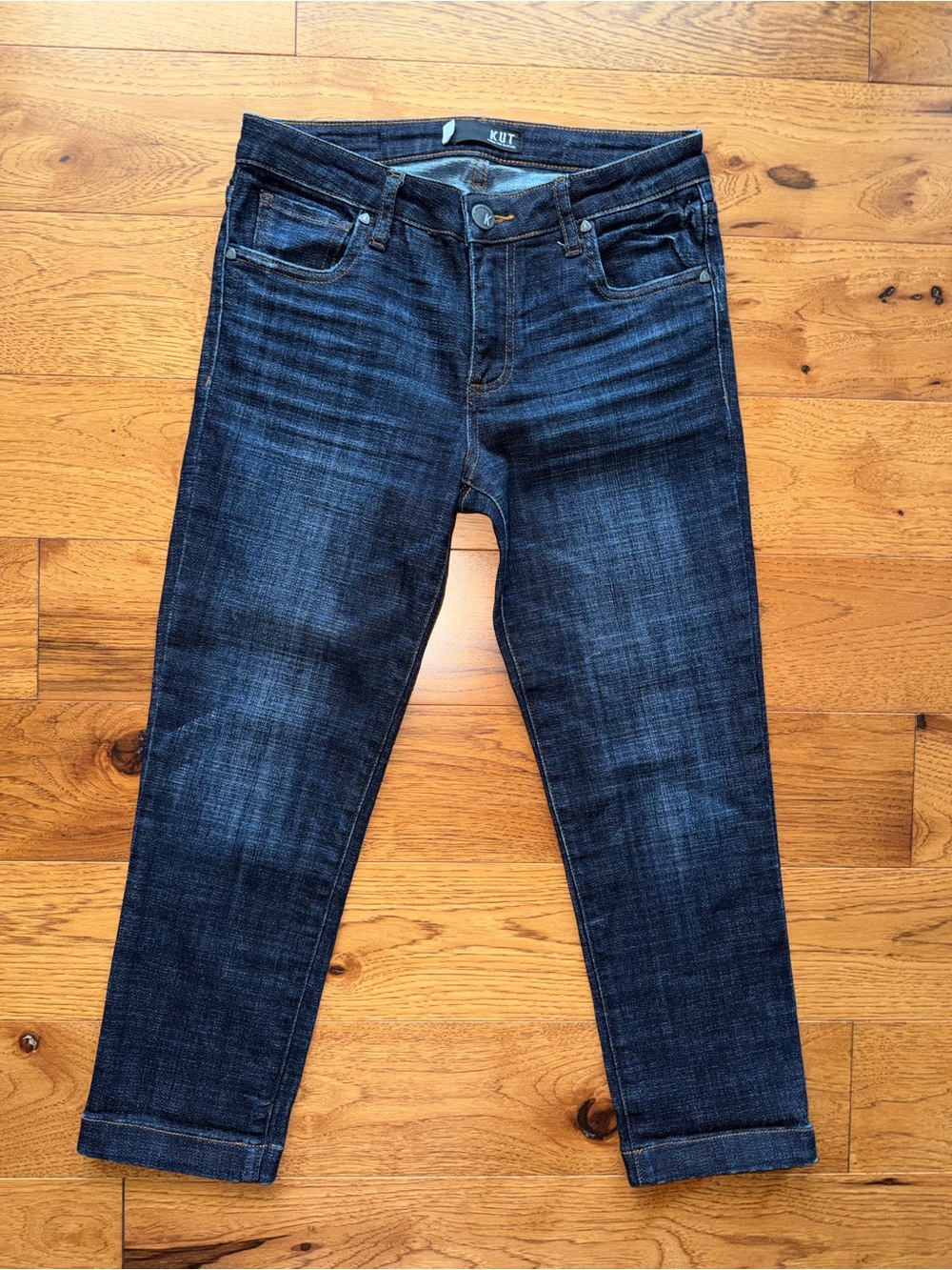 KUT from the Kloth Lauren Straight Leg Dark Wash Crop Jeans Size 2